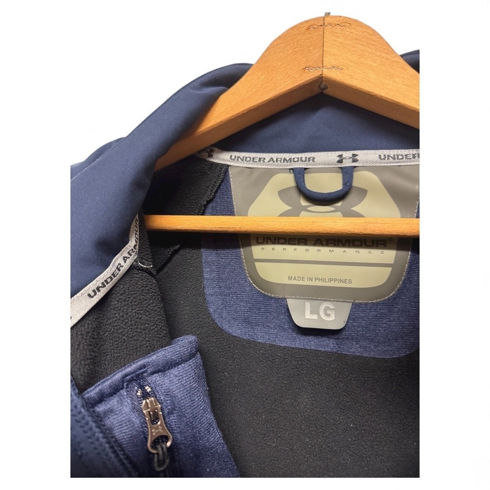 Under Armour Mens Navy Blue White Athletic Track Jacket‎ Full Zip Size Large - Picture 6 of 8